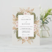 Invitation Mariage Feuille de Champagne Olive (Debout devant)