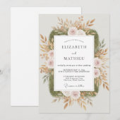 Invitation Mariage Feuille de Champagne Olive (Devant / Derrière)