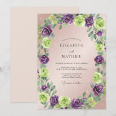 Invitation Mariage Feuille de Chartreuse Violette (Devant / Derrière)