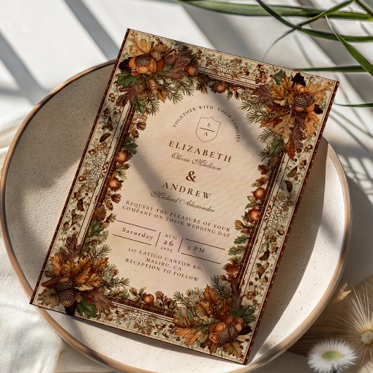 Invitation Mariage Feuille de Chêne d'Automne