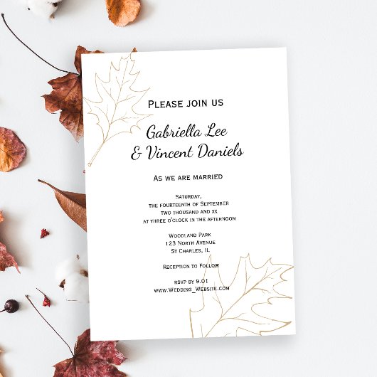 Invitation Mariage Feuille de chêne d'automne
