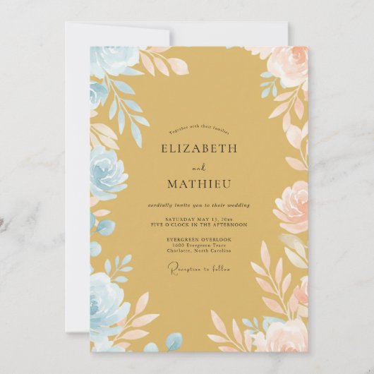 Invitation Mariage Feuille de Ciel Ambré (Devant)