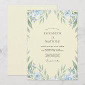 Invitation Mariage Feuille de Ciel Crème (Devant / Derrière)