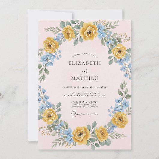 Invitation Mariage Feuille de Ciel Doré (Devant)