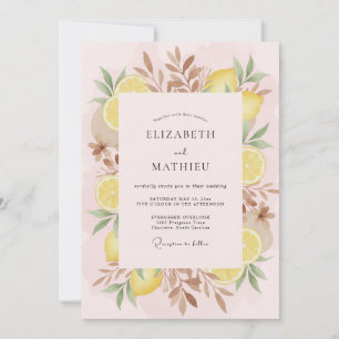 Invitation Mariage Feuille de Citron Rose