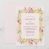 Invitation Mariage Feuille de Citron Rose (Devant / Derrière)