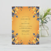 Invitation Mariage feuille de cobalt ambre (Debout devant)