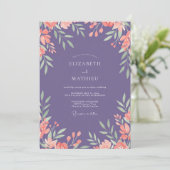 Invitation Mariage feuille de corail améthyste (Debout devant)