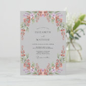 Invitation Mariage Feuille de Corail Gris (Debout devant)