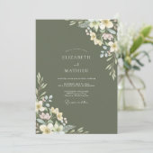 Invitation Mariage Feuille de Création Olive Crème (Debout devant)