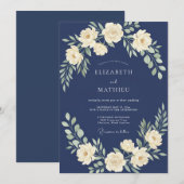 Invitation Mariage Feuille de Crème de Minuit (Devant / Derrière)