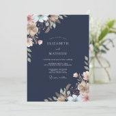 Invitation Mariage Feuille de Crème d'Ivoire de Minuit (Debout devant)