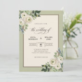 Invitation Mariage feuille de crème d'olive (Debout devant)