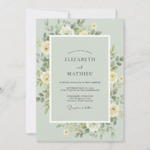Invitation Mariage feuille de crème écume de mer