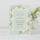 Invitation Mariage feuille de crème écume de mer (Debout devant)