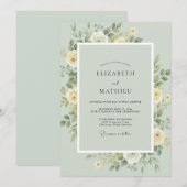 Invitation Mariage feuille de crème écume de mer (Devant / Derrière)