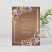 Invitation Mariage Feuille de Cuivre Améthyste (Debout devant)