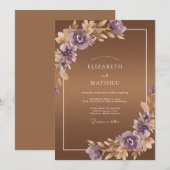Invitation Mariage Feuille de Cuivre Améthyste (Devant / Derrière)