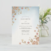 Invitation Mariage Feuille de Cuivre Céleste (Debout devant)