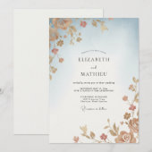 Invitation Mariage Feuille de Cuivre Céleste (Devant / Derrière)