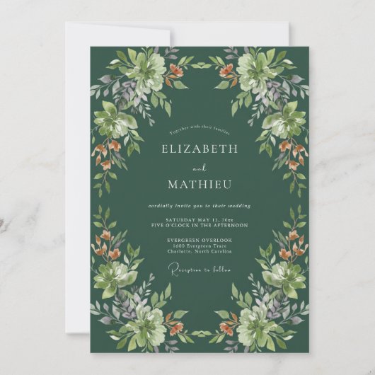 Invitation Mariage feuille de cuivre Hunter (Devant)