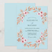 Invitation Mariage feuille de cuivre pêche (Devant / Derrière)