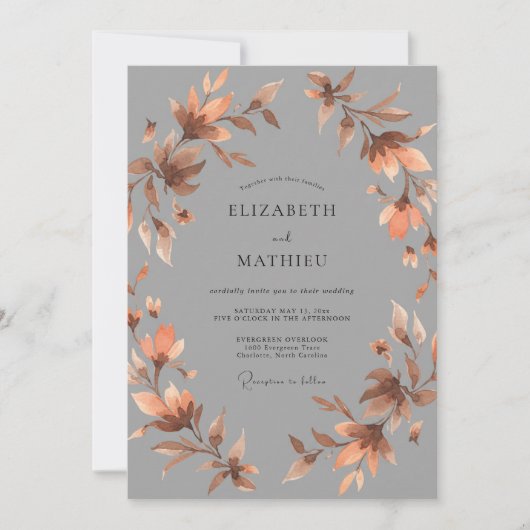 Invitation Mariage Feuille de Cuivre sur Ardoise (Devant)