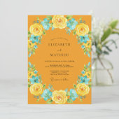 Invitation Mariage Feuille de Cyan Ambre (Debout devant)