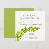 INVITATION MARIAGE FEUILLE DE FOUGE AQUELEAU OR VERT (Devant / Derrière)