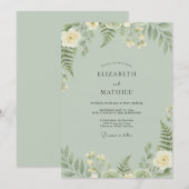 Invitation Mariage Feuille de Fougère Celadon (Devant / Derrière)
