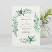 Invitation Mariage Feuille de Fougère Celadon (Debout devant)