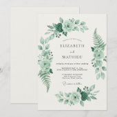 Invitation Mariage Feuille de Fougère Celadon (Devant / Derrière)