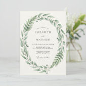 Invitation Mariage Feuille de Fougère Olive (Debout devant)