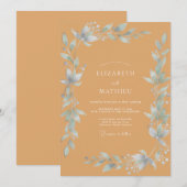Invitation Mariage Feuille de Glace Ambre (Devant / Derrière)