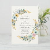 Invitation Mariage Feuille de glace dorée (Debout devant)