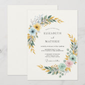 Invitation Mariage Feuille de glace dorée (Devant / Derrière)