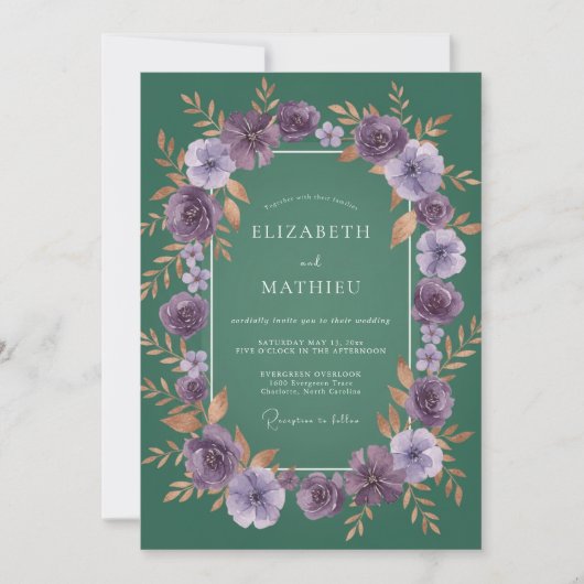 Invitation Mariage Feuille de Jade Améthyste (Devant)