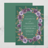 Invitation Mariage Feuille de Jade Améthyste (Devant / Derrière)
