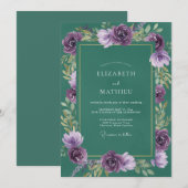 Invitation Mariage Feuille de Jade Violet (Devant / Derrière)