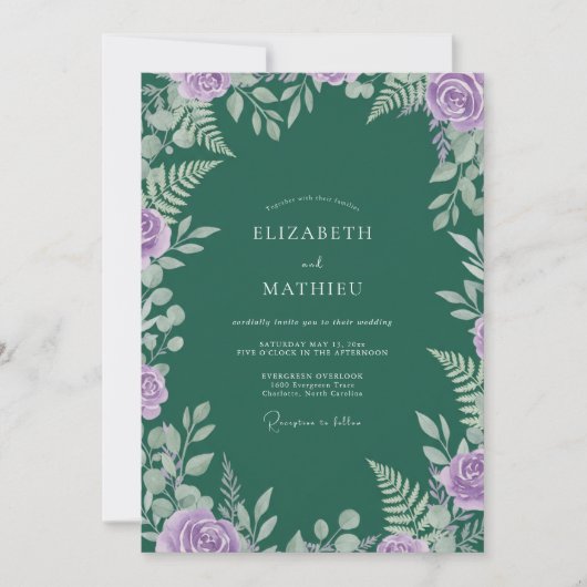 Invitation Mariage Feuille de Jade Violette (Devant)