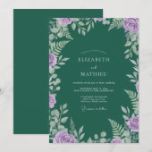 Invitation Mariage Feuille de Jade Violette (Devant / Derrière)