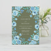 Invitation Mariage Feuille de Laurier Olive Azur (Debout devant)