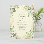 Invitation Mariage Feuille de Laurier Rose (Debout devant)