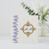 Invitation Mariage Feuille de lavande bijoux (Debout devant)