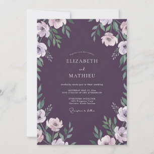 Invitation Mariage Feuille de Lavande Pâle prune