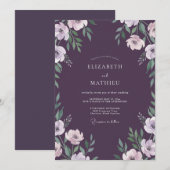 Invitation Mariage Feuille de Lavande Pâle prune (Devant / Derrière)