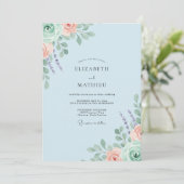 Invitation Mariage Feuille de Lavande Pêche (Debout devant)