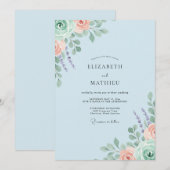 Invitation Mariage Feuille de Lavande Pêche (Devant / Derrière)