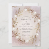 Invitation Mariage feuille de lavande perle (Devant)