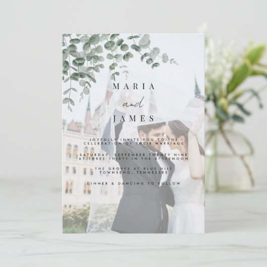 Invitation Mariage Feuille de l'Eucalyptus (Debout devant)